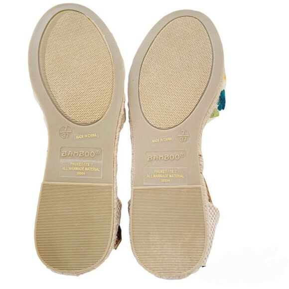 NEW Bamboo Floral Embroidered Espadrilles Sandals 7 - Picture 3 of 6